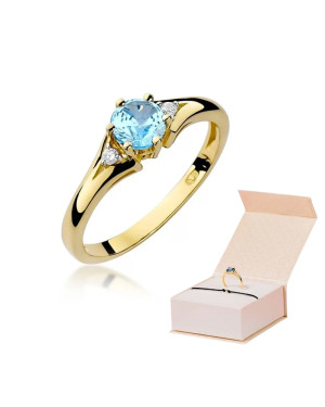 Złoty Pierścionek 14k z diamentem topaz 0,50ct