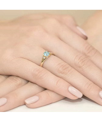 Złoty Pierścionek 14k z diamentem topaz 0,50ct