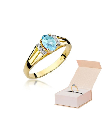 Złoty Pierścionek 14k z diamentem topaz 0,50ct