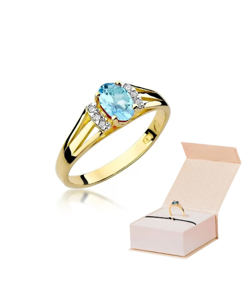 Złoty Pierścionek 14k z diamentem topaz 0,50ct