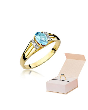 Złoty Pierścionek 14k z diamentem topaz 0,50ct