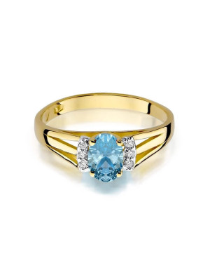 Gold Ring 14k with diamond topaz 0.50ct
