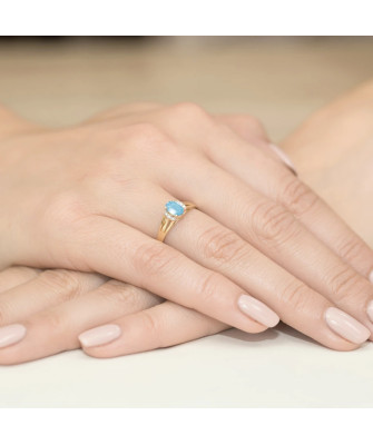 Złoty Pierścionek 14k z diamentem topaz 0,50ct