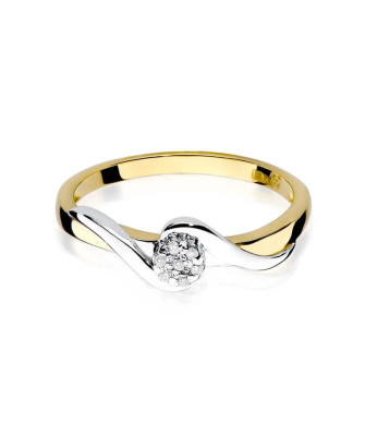 Złoty Pierścionek 14k z diamentem brylant 0,04ct