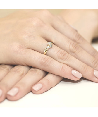 Złoty Pierścionek 14k z diamentem brylant 0,04ct