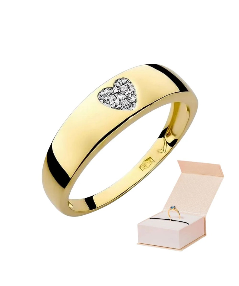 Złoty Pierścionek 14k z diamentem brylant 0,03ct