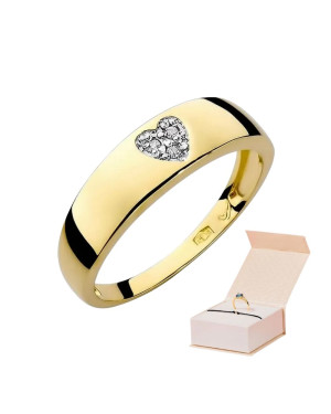 Złoty Pierścionek 14k z diamentem brylant 0,03ct