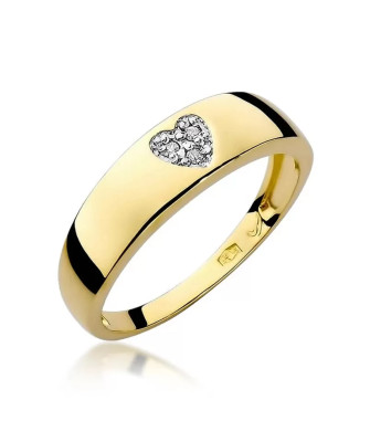 Złoty Pierścionek 14k z diamentem brylant 0,03ct