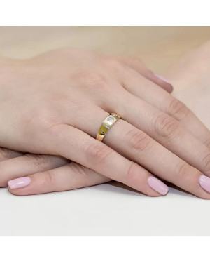 Złoty Pierścionek 14k z diamentem brylant 0,03ct