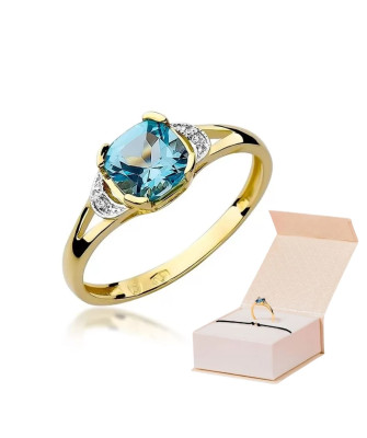 14k Gold Ring with Topaz Diamond 1.10ct
