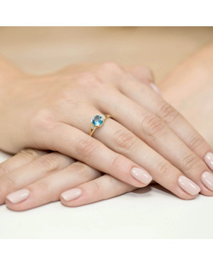 14k Gold Ring with Topaz Diamond 1.10ct
