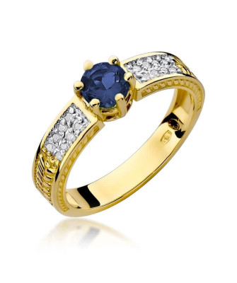 14k Gold Ring with Sapphire Diamond 0.50ct