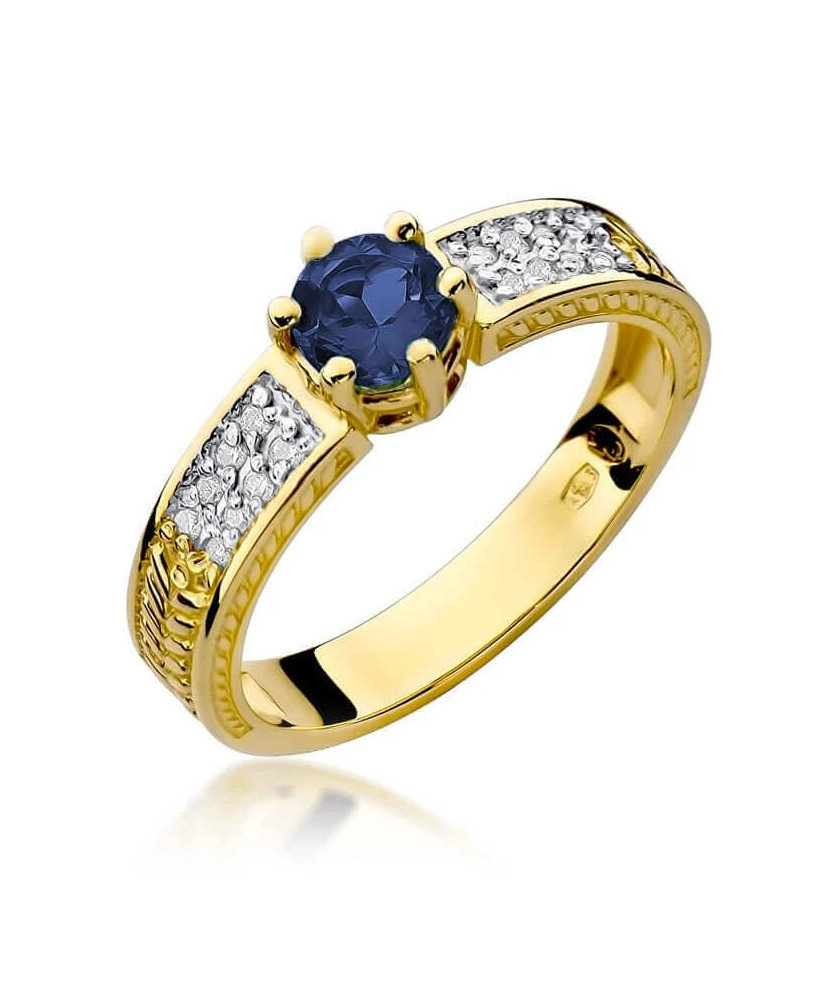 14k Gold Ring with Sapphire Diamond 0.50ct