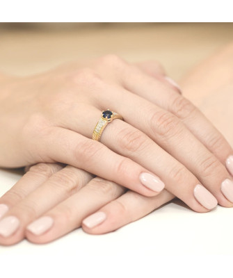 Złoty Pierścionek 14k z diamentem szafir 0,50ct