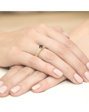 Złoty Pierścionek 14k z diamentem szafir 0,50ct
