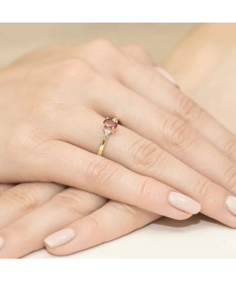 Złoty Pierścionek 14k z diamentem rubin 0,60ct