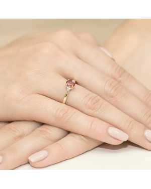 Złoty Pierścionek 14k z diamentem rubin 0,60ct