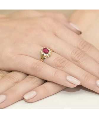 14k Gold Ring with Diamond Ruby 1.00ct