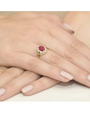 14k Gold Ring with Diamond Ruby 1.00ct