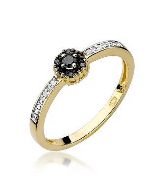 14k Gold Ring with Black Diamond Brilliant 0.06 White 0.03ct