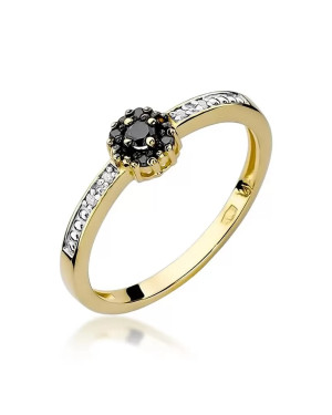 14k Gold Ring with Black Diamond Brilliant 0.06 White 0.03ct