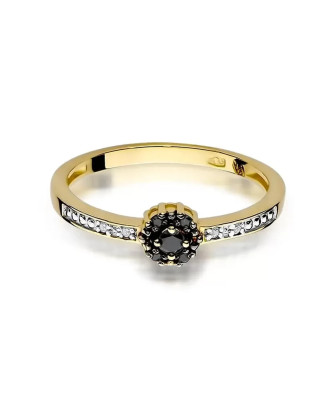 14k Gold Ring with Black Diamond Brilliant 0.06 White 0.03ct
