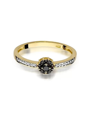14k Gold Ring with Black Diamond Brilliant 0.06 White 0.03ct