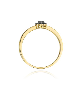 14k Gold Ring with Black Diamond Brilliant 0.06 White 0.03ct