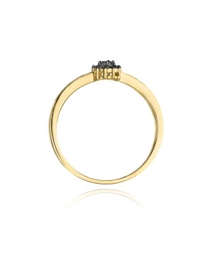 14k Gold Ring with Black Diamond Brilliant 0.06 White 0.03ct