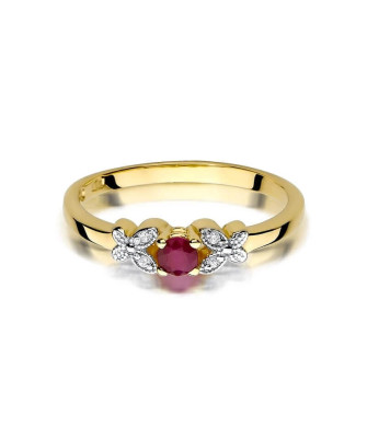 14k Gold Ring with Diamond Ruby 0.15ct