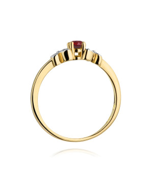 Złoty Pierścionek 14k z diamentem rubin 0,15ct