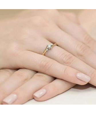 Złoty Pierścionek 14k z diamentem brylant 0,28ct