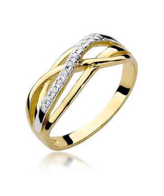 Złoty Pierścionek 14k z diamentem brylant 0,10ct