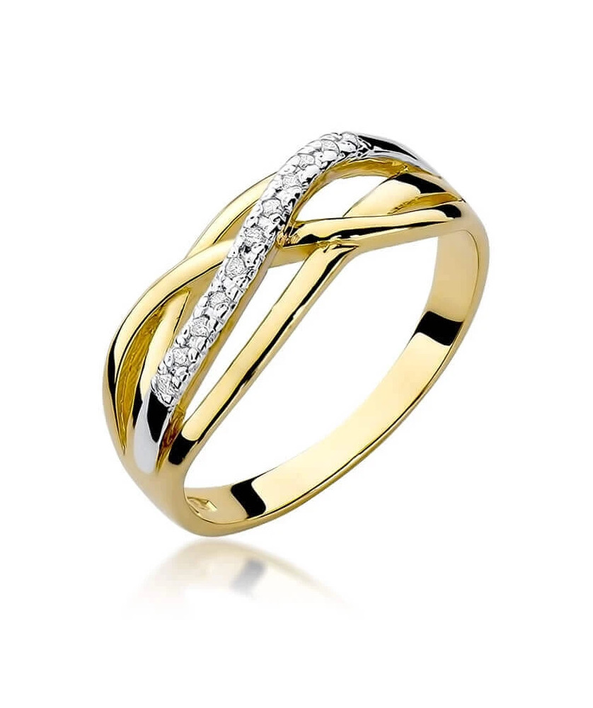 Złoty Pierścionek 14k z diamentem brylant 0,10ct
