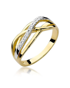 Złoty Pierścionek 14k z diamentem brylant 0,10ct