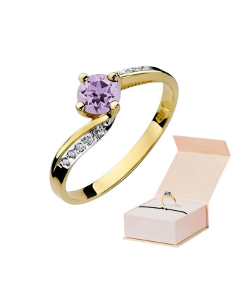 14k Gold Ring with Amethyst Diamond 0.50ct