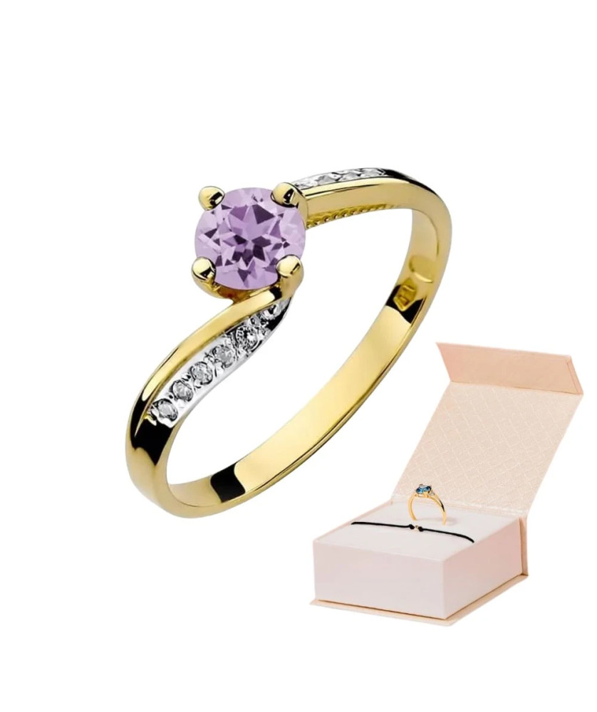 14k Gold Ring with Amethyst Diamond 0.50ct
