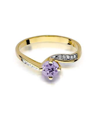 14k Gold Ring with Amethyst Diamond 0.50ct