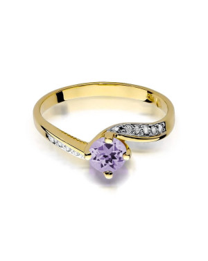 Złoty Pierścionek 14k z diamentem ametyst 0,50ct