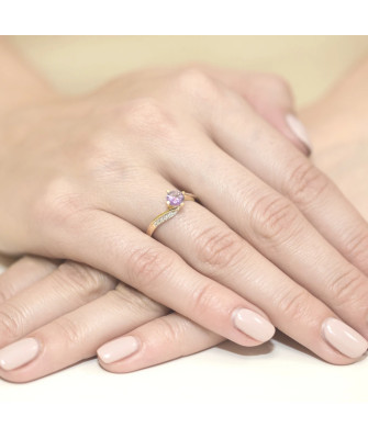Złoty Pierścionek 14k z diamentem ametyst 0,50ct