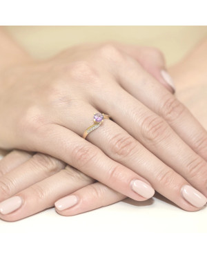 14k Gold Ring with Amethyst Diamond 0.50ct
