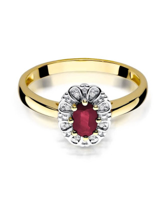 Złoty Pierścionek 14k z diamentem rubin 0,60ct