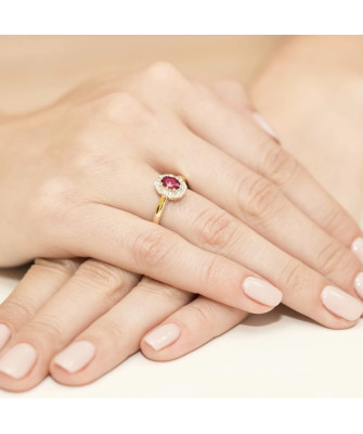 Złoty Pierścionek 14k z diamentem rubin 0,60ct