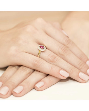Złoty Pierścionek 14k z diamentem rubin 0,60ct