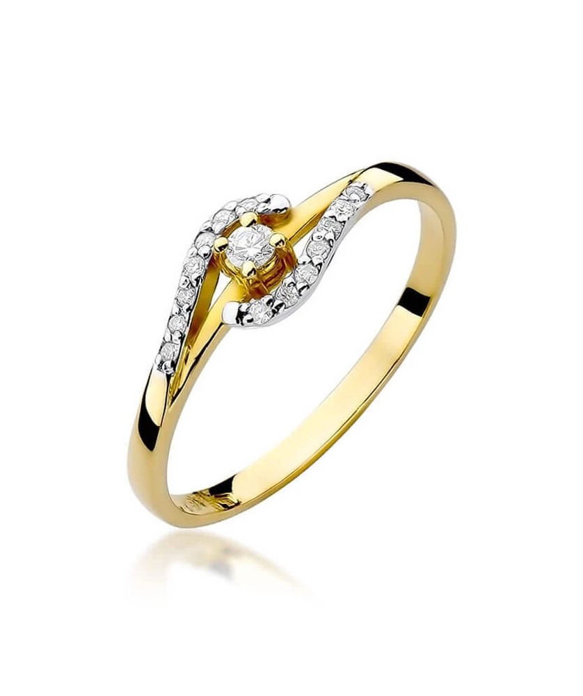Złoty Pierścionek 14k z diamentem brylant 0,11ct