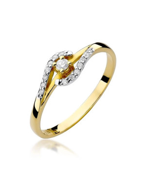 Złoty Pierścionek 14k z diamentem brylant 0,11ct