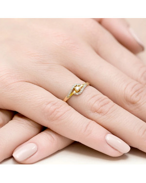 Złoty Pierścionek 14k z diamentem brylant 0,11ct