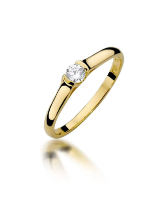 Złoty Pierścionek 14k z diamentem brylant 0,15ct