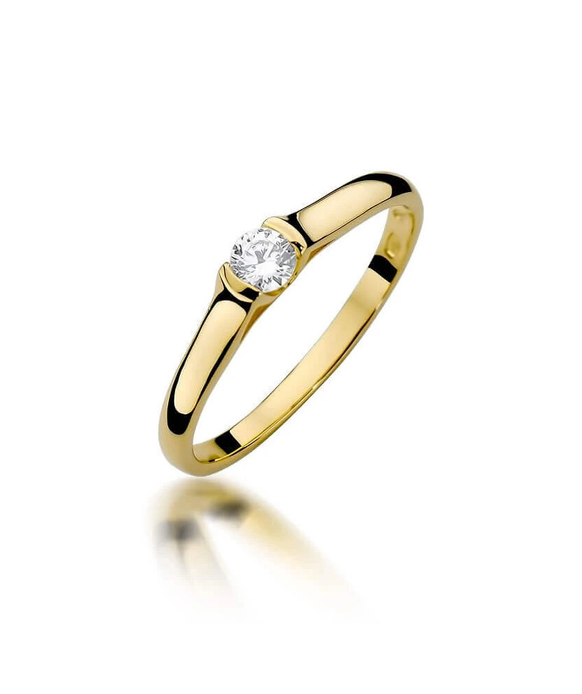 Złoty Pierścionek 14k z diamentem brylant 0,15ct