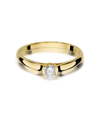Złoty Pierścionek 14k z diamentem brylant 0,15ct
